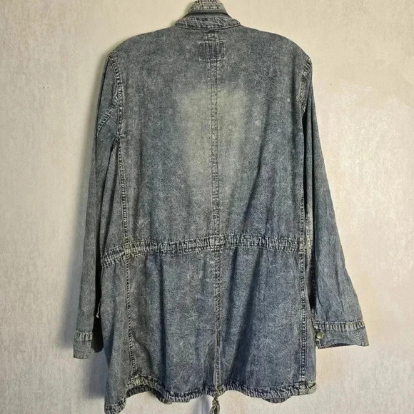 Hayden Los Angeles Women's Denim Jacket Medium Cinch Waist Cargo Blue Distressed - Picture 8 of 13